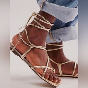 Hermosa Strappy Sandals in Champagne Metallic